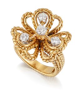 A DIAMOND DRESS RING, four round brilliant-cut diamonds wit