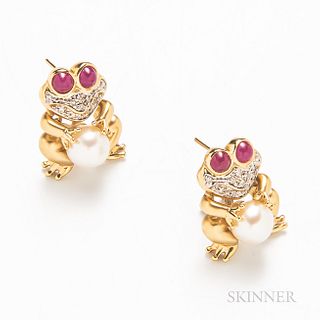 14kt Gold Frog Earrings