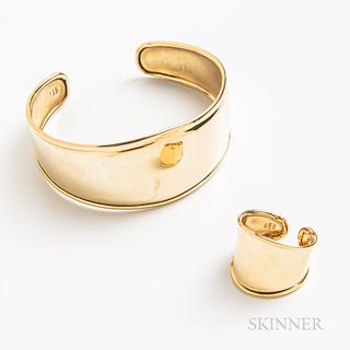 14kt Gold Cuff Bracelet and Ring