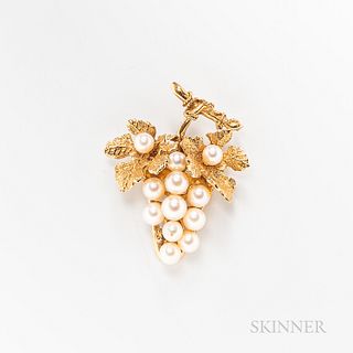 14kt Gold and Cultured Pearl Brooch
