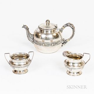 Assembled Three-piece Sterling Silver Tea Set