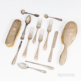 Group of Sterling Silver and Coin Silver Tableware and Accessories