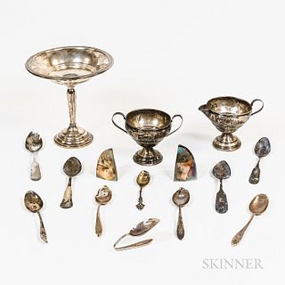 Group of Weighted Sterling Silver Tableware and Coin Silver Spoons