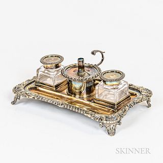 English Silver-plated Inkstand
