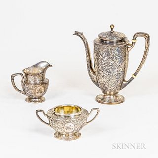 Three-piece The Sweetser Co. Sterling Silver Tea Set