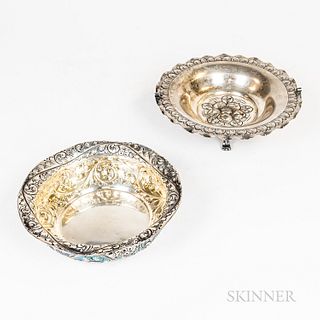 Gorham Sterling Silver Repousse Bowl and an Argentinian Silver-plated Footed Basket