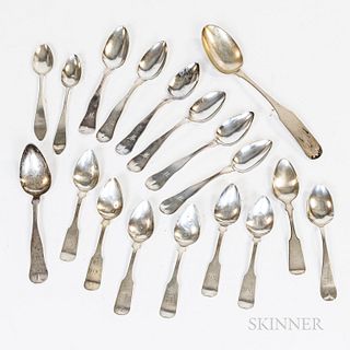 Group of Coin Silver Tablespoons and Teaspoons