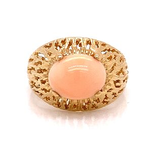 14k Coral Textured Ring
