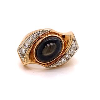 14k 1970’s Diamond Smokey Quartz Ring