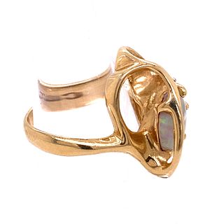 Avant Garde 14k Opal Diamond Ring