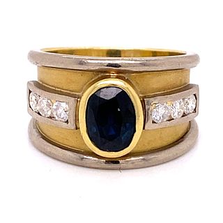 18k Sapphire Diamond Ring