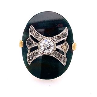 18k Art Deco Interesting Stone Diamond Ring