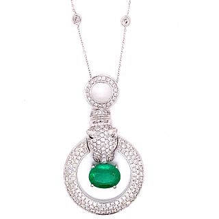 18k Emerald Diamond Panther Necklace