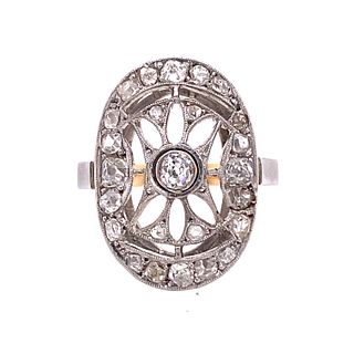 Platinum Gold Art Deco Diamond Round Ring