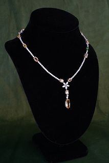 18k Diamond Topaz  Necklace