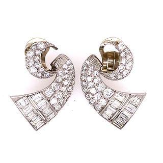 18k Art Deco Diamond Clip Earrings