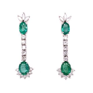 18k Diamond Emerald Drop Earring