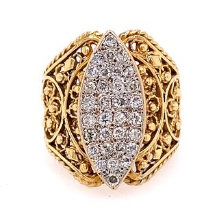14k Victorian Euro Cut Diamond Ring