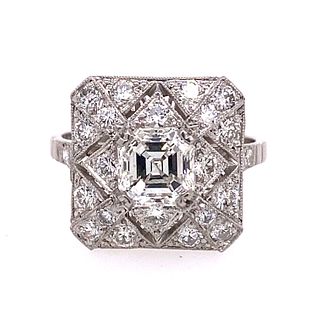 Platinum Square Diamond Ring