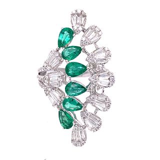 18K Diamond Emerald Ring