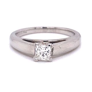 14k Diamond Square Solitaire Engagement Ring