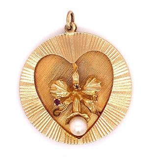 14k Heart Orchid Pearl Pendant