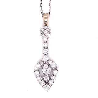 Platinum Gold Pear Cluster Drop Diamond Necklace