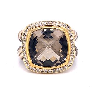 David Yurman 18K & Silver Citrine Diamond Ring