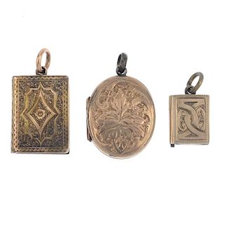 A selection of late 19th century jewellery. To include a foil back citrine fob, a signet ring, toget