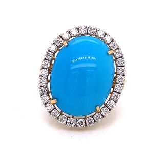 18k Turquoise Diamond Cocktail Ring