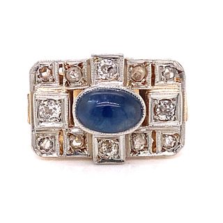 18k Early Art Deco Sapphire Diamond Ring