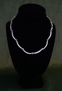 18k Diamond Blue Topaz Necklace