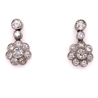 1920’s Platinum Diamond Rosetta Earrings
