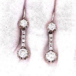 1920’s Platinum Diamond Dangling Earrings