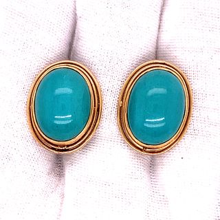 Retro 18k Turquoise Round Earrings