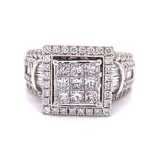 14k Diamond Square Engagement Ring