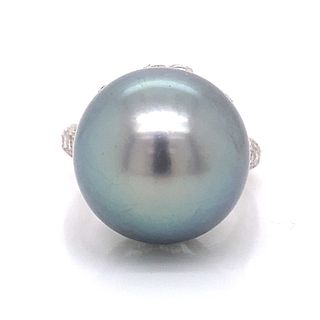 14k Tahitian Pearl Diamond Ring