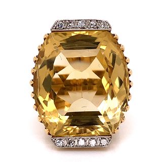18k Citrine Diamond Ring