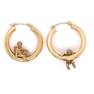 14k Angel Hoop Earrings