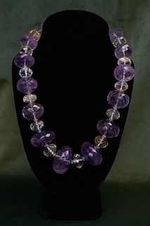 Amethyst Crystal Bead Necklace 
