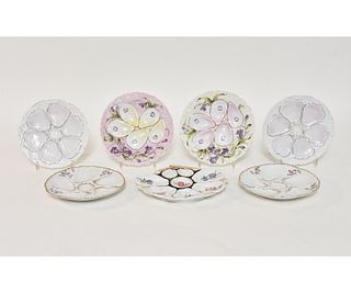 Six Vintage Paris Porcelain Oyster Plates
