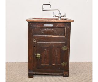 Oak Icebox / Copper Sink
