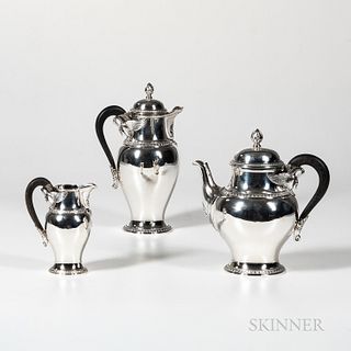 French Three-piece Sterling Silver Tea and Coffee Set