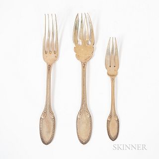 French Vermeil Sterling Silver Fork Set