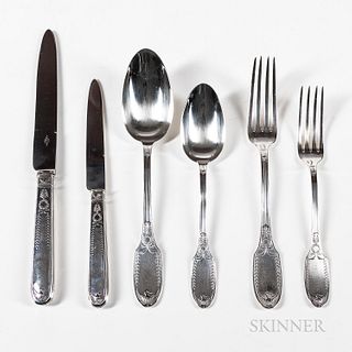 French Empire Pattern Sterling Silver Flatware Set