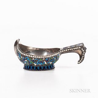 Russian Silver and Enameled Kovsh