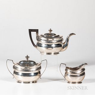 Hugh Wishart Three-piece Coin Silver Tea Set