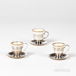 Lenox Porcelain and G.H. French & Co. Sterling Silver Demitasse Set