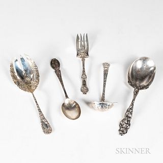 Five Mostly American Sterling Silver Serving Pieces