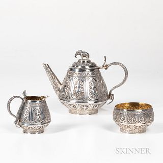 Anglo-Indian Three-piece Tea Set